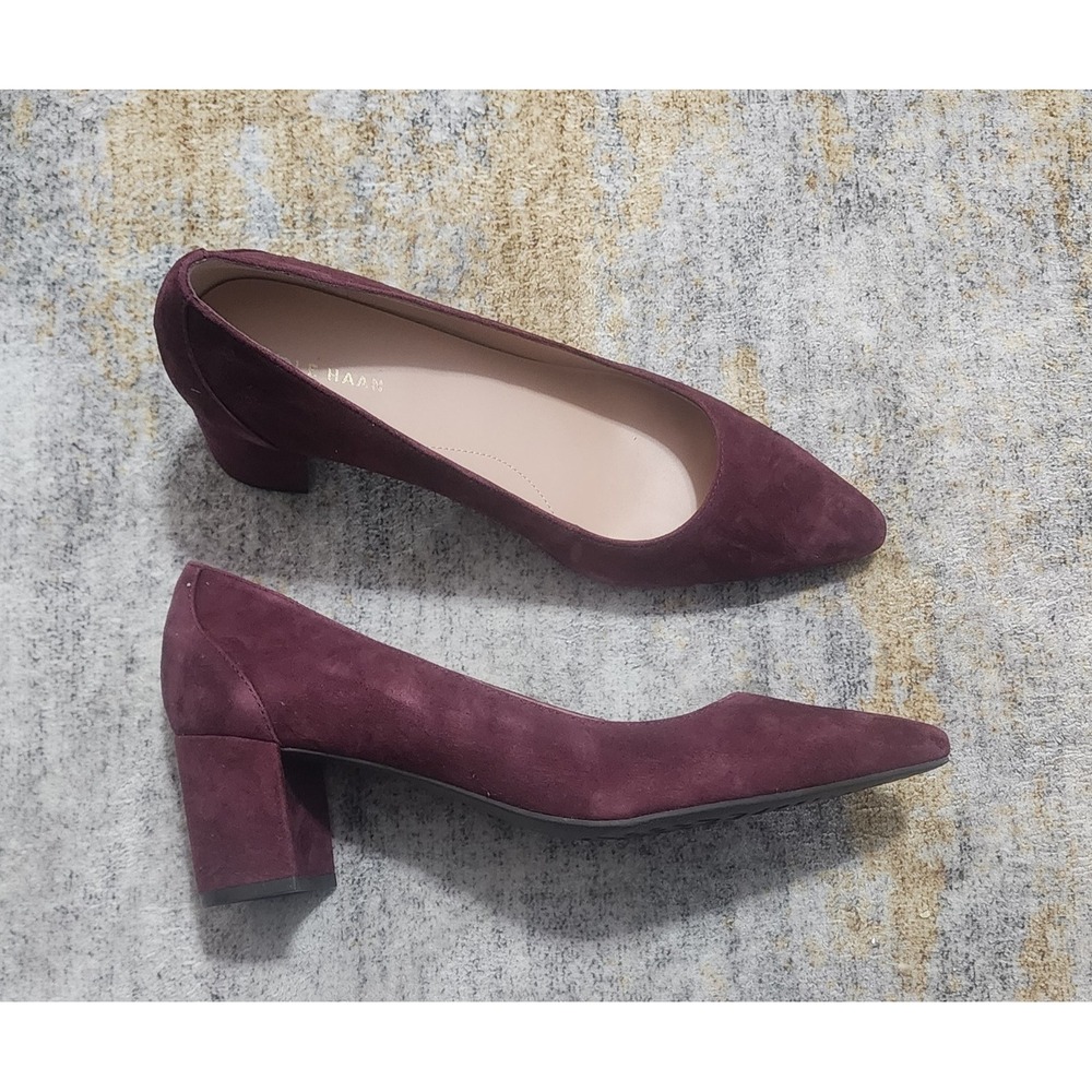 $190 Cole Haan Women's  Carlotta Black Garnet Suede Pump Size 10 B W34105 - Picture 6 of 10